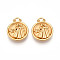 304 Stainless Steel Pendants, Flat Round with Twelve Constellations Charms, Real 18K Gold Plated, Ion Plating(IP), Gemini, 20.5x17x3~4.5mm, Hole: 2.5x2.7mm