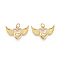 Brass Micro Pave Cubic Zirconia Pendants, Cadmium Free & Lead Free, Wing & Heart, with Jump Ring, Real 18K Gold Plated, 15.2x24x3mm, Hole: 3.2mm