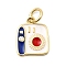 Brass Pendants, with Cubic Zirconia and Enamel, Camera Charms, Long-Lasting Plated, Lead Free & Cadmium Free, with Jump Ring, Rack Plating, Real 18K Gold Plated, 12.5x10.5x1.5mm, Hole: 3.5mm