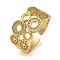 Round Brass Micro Pave Cubic Zirconia Wide Open Cuff Rings for Women, Cadmium Free & Lead Free, Real 18K Gold Plated, 12mm, Adjustable