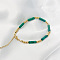 French Style Handmade Vintage Stainless Steel Synthetic Malachite Beaded Bracelets for Women, 6-3/4 inch(17cm)
