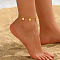 Simple and Fashionable Brass Round Coin Tassel Anklets for Women, Daily Commute Footwear Decor, Real 18K Gold Plated, 8-1/4 inch(210mm)