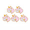 Alloy Enamel Pendants, Cadmium Free & Lead Free, Light Gold, Unicorn, Pink, 16.5x15x1.5mm, Hole: 1.5mm