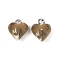 Handmade Polymer Clay Charms, Heart, with Platinum Tone Iron Loops, Camel, 13x10x6mm, Hole: 2mm