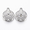 Tarnish Resistant 304 Stainless Steel Pendant Rhinestone Settings, Flat Round with Flower, Stainless Steel Color, 19.5x16x4mm, Hole: 1mm, Fit for rhinestone: 3mm