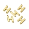 Rack Plating Brass Letter Connector Charms, for Personalized Name Necklace Making, Real 18K Gold Plated, Long-Lasting Plated, Cadmium Free & Nickel Free & Lead Free, Letter.H, 14x8.5x1.5mm, Hole: 1mm