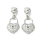 Rack Plating Eco-Friendly Brass Micro Pave Clear Cubic Zirconia European Dangle Charms, Heart Large Hole Pendant, Long-Lasting Plated, Lead Free & Cadmium Free, Platinum, Heart: 16x11.8x3mm, Hole: 2.5mm