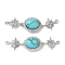Brass Micro Pave Clear Cubic Zirconia Box Clasps, with Synthetic Turquoise, Oval with Star, Platinum, 42.5x11x9mm, Hole: 1.2mm
