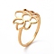Ion Plating(IP) 201 Stainless Steel Flower Finger Ring, Hollow Wide Ring for Women, Golden, US Size 6 1/2(16.9mm)
