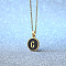 Alloy Black Enamel Flat Round with Letter Pendant Necklaces for Women, Golden, Letter G, 17.72 inch(45cm)