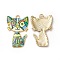 Alloy Enamel Pendants, Cadmium Free & Nickel Free & Lead Free, Golden, Cat Charms, Green, 30x19.5x2.5mm, Hole: 2.2mm