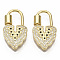 Brass Micro Pave Cubic Zirconia Screw Carabiner Lock Charm, for Necklaces Making, Nickel Free, Lock, Real 16K Gold Plated, 30.5x17x3.5mm, screw: 5x6.5mm