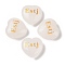 Natural Quartz Crystal Heart Engraving MBTI Figurines Statues for Home Office Desk Decorations, Word Estj, 30x30x12.5~13mm