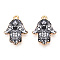 Printed Light Gold Tone Alloy Pendants, Hamsa Hand with Eye Charms, Gray, 23x18x2mm, Hole: 1.4mm