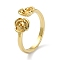 Brass Open Cuff Rings, Cadmium Free & Nickel Free & Lead Free, Rose Flower, Real 18K Gold Plated, US Size 7 1/4(17.5mm)