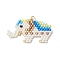 Seed Beads Beaded Pendants, Elephant, with Jump Ring, White, 21~22.5x36~38x2mm, Hole: 3mm