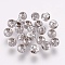 Brass Beads, Round with Corrugated, Platinum, 8x7mm, Hole: 2mm