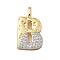 Brass Micro Pave Cubic Zirconia Pendants, Cadmium Free & Nickel Free & Lead Free, Letter Charms, Real 18K Gold Plated, Letter B, 26.5x15x4mm, Hole: 5x2.5mm