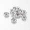 Brass Cubic Zirconia European Beads, Rondelle, Platinum, 8x3mm, Hole: 4mm