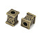 Tibetan Style Alloy Beads, Cuboid, Cadmium Free & Lead Free, Antique Bronze, 10.5x8.5x8.5mm, Hole: 3.7mm, about 390pcs/1000g
