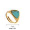 Stainless Steel Adjustable Cuff Rings for Women, with Turquoise, Real 18K Gold Plated, Triangle, 12.4mm, Inner Diameter: Adjustable