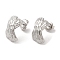 Non-Tarnish 304 Stainless Steel Stud Earrings, Criss Cross, Stainless Steel Color, 15.5x10mm