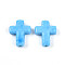 Handmade Lampwork Beads, Cross, Deep Sky Blue, 24~26x20~20.5x6~7.5mm, Hole: 1.6~1.8mm
