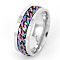 304 Stainless Steel Rotatable Chain Finger Rings for Men, Fidget Spinner Ring for Calming Worry Meditation, Bottle Opener Finger Rings, Stainless Steel Color, Rainbow Color, US Size 10(19.8mm)