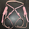 Bowknot Alloy & Imitation Leather Waist Chains, Platinum, with Wristbands, Platinum, Pink, 700~980mm
