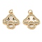 Brass Cubic Zirconia with Shell Pendants, Long-Lasting Plated, Lead Free & Cadmium Free, Mushroom, Real 18K Gold Plated, 19.5x18x3mm