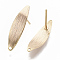 Brass Stud Earring Findings, with Loop, Nickel Free, Horse Eye, Real 18K Gold Plated, 20.5x5.5mm, Hole: 1mm, Pin: 0.8mm