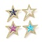 Brass Micro Pave Clear Cubic Zirconia Pendants, Cadmium Free & Lead Free, with Synthetic Opal, Real 18K Gold Plated, Star, Mixed Color, 23.5x21x2.5mm, Hole: 4x2mm