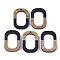 Resin & Walnut Wood Pendants, Oval, Black, 28x19.5x4mm, Hole: 1.5mm