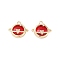 Golden Plated Brass Pendants, with Clear Cubic Zirconia and Glass, Cadmium Free & Lead Free, Planet Charms, Red, 15x16.5x6mm, Hole: 1.5mm