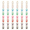 96Pcs 8 Colors Alloy Enamel Pendants, Golden, Awareness Ribbon Charm, Mixed Color, 17x10x2mm, Hole: 1.6mm, 12pcs/color