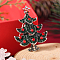 Christmas Theme Zinc Alloy Rhinestone Brooches for Backpack Clothes, Christmas Tree