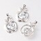 Apple Brass Cubic Zirconia Pendants, Platinum, 20x15x5mm, Hole: 5x4mm