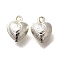 Rack Plating Brass Pendants, Heart Charms, Cadmium Free & Lead Free, Long-Lasting Plated, Silver, 9x7x4.5mm, Hole: 0.9mm