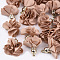 Cloth Pendants, with CCB Plastic, 6-Petal, Flower, Golden, Dark Salmon, 26~27x17~28mm, Hole: 1.6mm