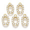Brass Micro Pave Cubic Zirconia Charms, Nickel Free, Letter, Clear, Real 18K Gold Plated, Letter.O, 13.5x8.5x2.5mm, Hole: 1.2mm