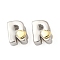 Brass Beads, Cadmium Free & Lead Free, Platinum & Golden, Letter R, 11x8.5x7.5mm, Hole: 5x4mm