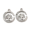 Brass Micro Pave Clear Cubic Zirconia Pendants, Cadmium Free & Nickel Free & Lead Free, Moon with Tree of Life, Real Platinum Plated, 12x10x1.5mm, Hole: 0.9mm