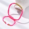 Polyester Cord Braided Bead Bracelets for Women, with Brass Beads, Long-Lasting Plated, Hot Pink, Inner Diameter: 1-7/8~2-5/8 inch(4.8~6.6cm)