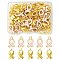 60Pcs 2 Style October Breast Cancer Pink Awareness Ribbon Alloy Pendants Sets, Golden, 17x8~10x2~3mm, Hole: 1.6~2mm, 30pcs/style