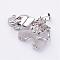 Natural Quartz Crystal Pendants, with Rhinestone and Brass Findings, Elephant, Platinum, 25.5x36.5x10mm, Hole: 5x8mm