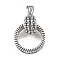 304 Stainless Steel Pendants, Skeleton Hand with Ring Charm, Antique Silver, 49mm, Hole: 4.4x8mm