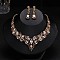 Teardrop Alloy Rhinestone Pendant Necklaces & Stud Dangle Earrings Sets, Juicy Peach, 400mm
