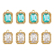8Pcs 2 Colors Octagon Rectangle Brass Micro Pave Cubic Zirconia Charms, Cadmium Free & Nickel Free & Lead Free, Real 18K Gold Plated, Mixed Color, 14x9.5x5mm, Hole: 1.5mm, about 4pcs/color