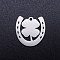 Non-Tarnish 201 Stainless Steel Pendants, Horseshoe with Clover, Stainless Steel Color, 17x16.5x1mm, Hole: 1.5mm