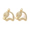 Brass Micro Pave Cubic Zirconia Pendants, Cadmium Free & Lead Free, with Shell and Jump Ring, Real 18K Gold Plated, Elephant, 20x20x4mm, Hole: 3mm